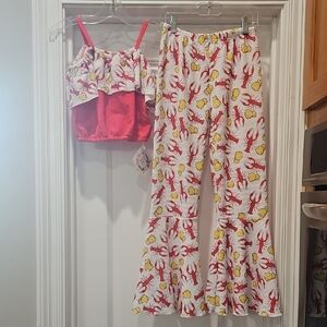 Girls Crawfish Print Two-Piece Set